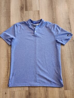 Nike AeroReact Tiger Woods Golf Polo Shirt Mens Blue Heather Performance Henley